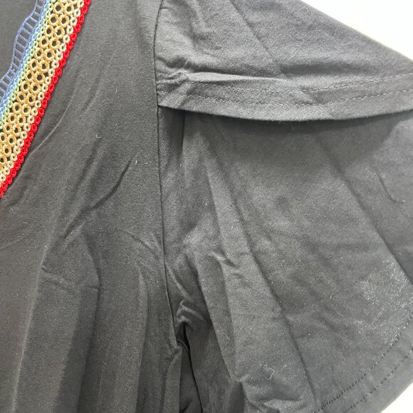 Bloomchic 1X Solid Crochet Lace Ruffle Tiered Sleeve V Neck T-shirt NWT - Picture 12 of 14